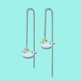 925 Silver Grey Whale Drop Earrings for Woman