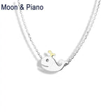 925 Silver Grey Whale Pendant Necklace Romantic for Woman Fish Jewelry