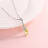 925 Silver Guitar Music Note Necklace Bass Guitar Pendant
