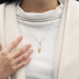 925 Silver Guitar Music Note Necklace Bass Guitar Pendant