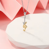 925 Silver Guitar Music Note Necklace Bass Guitar Pendant