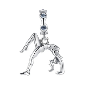 925 Silver Gymnast Dangle Charm Pendant for Jewelry Making