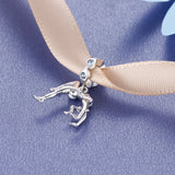 925 Silver Gymnast Dangle Charm Pendant for Jewelry Making