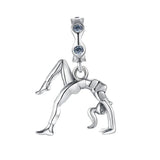925 Silver Gymnast Dangle Charm Pendant for DIY Jewelry
