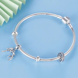 925 Silver Gymnast Dangle Charm Pendant for DIY Jewelry