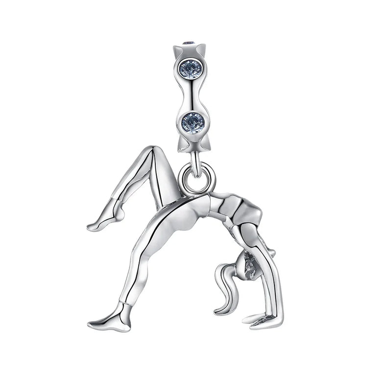 925 Silver Gymnast Dangle Charm Pendant for Jewelry Making