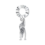 925 Silver Gymnast Dangle Charm Pendant for DIY Jewelry