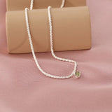 925 Silver Gypsophila Choker Necklace Olive Green Zircon
