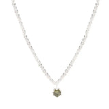 925 Silver Gypsophila Choker Necklace Olive Green Zircon