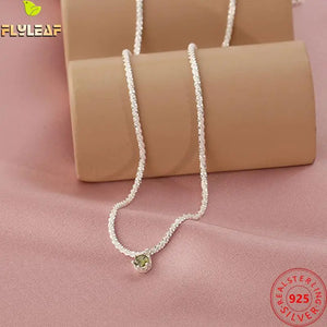925 Silver Gypsophila Choker Necklace Olive Green Zircon