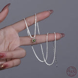 925 Silver Gypsophila Necklace Olive Green Zircon Collarbone Chain