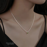 925 Silver Gypsophila Necklace Olive Green Zircon Collarbone Chain