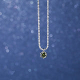 925 Silver Gypsophila Necklace Olive Green Zircon Collarbone Chain