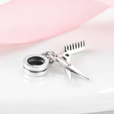 925 Silver Scissors & Comb Pendant Bead for Bracelet