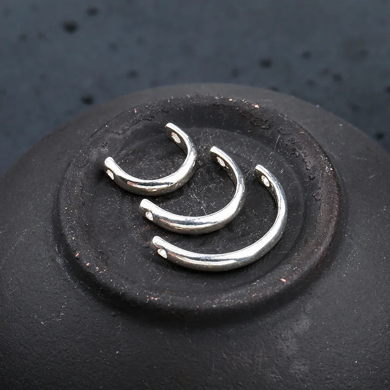 925 Silver Half Round Beads Spacer for Bracelet Necklace Charm DIY Jewelry