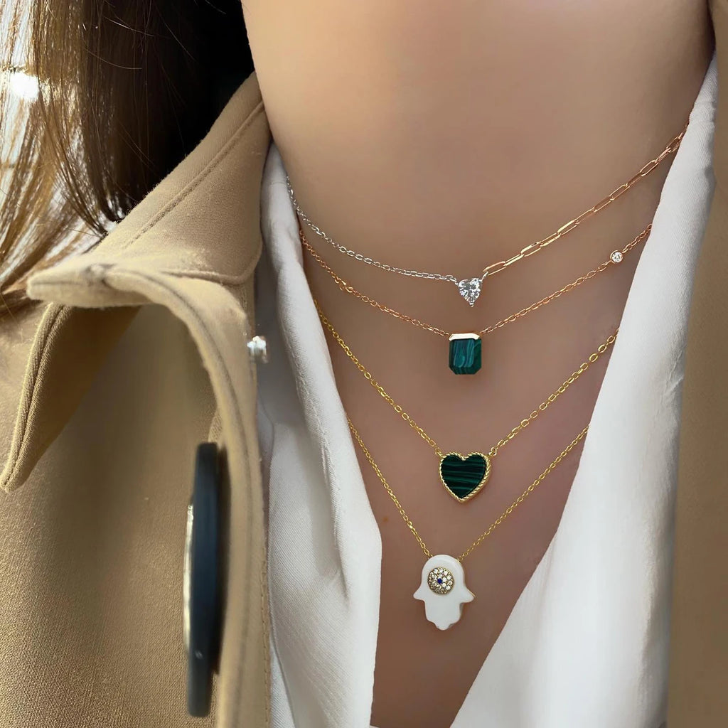 925 Silver Half Link Chain Choker Necklace for Women