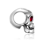 Sterling Silver Halloween Red Eye Skull Charm Bead for Bracelet Necklace