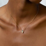 925 Silver Hamsa Hand Charm Necklace with CZ Paved Lucky Design