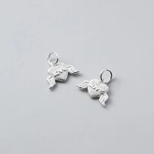 925 Sterling Silver Love Angel Dangle Charm Matte Necklace