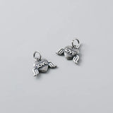 925 Sterling Silver Love Angel Dangle Charm Matte Necklace
