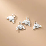 925 Sterling Silver Love Angel Dangle Charm Matte Necklace