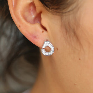 925 Silver Handcuff CZ Wedding Earrings Clear CZ Women