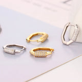 925 Silver Zircon Piercing Hoop Earrings