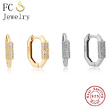 925 Silver Zircon Piercing Hoop Earrings