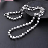 925 Silver Round Beads Sweater Chain Necklace