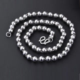 925 Silver Round Beads Sweater Chain Necklace