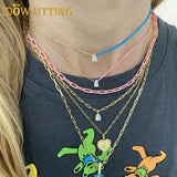 925 Silver Boho Necklace Heart Square CZ Choker