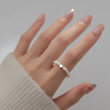 925 Silver Fresh Water Pearl Heart Elastic Ring