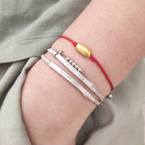 925 Silver Pink Red Rope Name Bracelet Engraved Two Layers Personalized Jewelry
