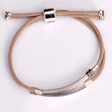 925 Silver Pink Red Rope Name Bracelet Engraved Two Layers Personalized Jewelry