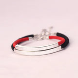 925 Sterling Silver Red Rope Name Bracelet Engraved Date Letter Lover's Bangles