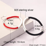 925 Sterling Silver Red Rope Name Bracelet Engraved Date Letter Lover's Bangles