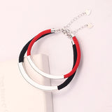 925 Sterling Silver Red Rope Name Bracelet Engraved Date Letter Lover's Bangles