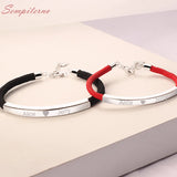 925 Sterling Silver Red Rope Name Bracelet Engraved Date Letter Lover's Bangles