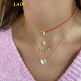 925 Silver Colorful Thread Necklace Heart Tear Drop Square CZ Choker