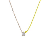 925 Silver Colorful Thread Necklace Heart Tear Drop Square CZ Choker