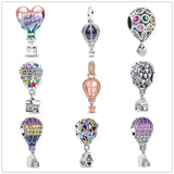 925 Silver Happy Birthday Balloon Charm Bead Bracelet DIY Gift