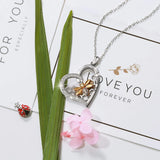 925 Silver Heart 18K Plated Bee Necklace CZ Beehive Pendant Chain for Women