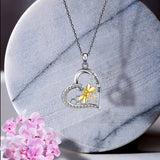 925 Silver Heart 18K Plated Bee Necklace CZ Beehive Pendant Chain for Women