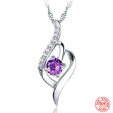 925 Silver Heart Amethyst Necklace For Women Wedding Jewelry