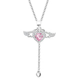 925 Silver Heart Angel Wings Pendant Choker Necklace Women Jewelry
