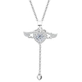 925 Silver Heart Angel Wings Pendant Choker Necklace Women Jewelry