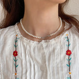 925 Silver Heart Arrow Necklace Shell Pearl Women Engagement Gift Girls Choker