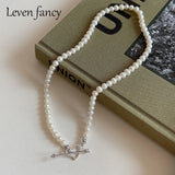 925 Silver Heart Arrow Necklace Shell Pearl Women Engagement Gift Girls Choker