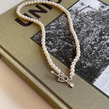 925 Silver Heart Arrow Necklace Shell Pearl Women Engagement Gift Girls Choker