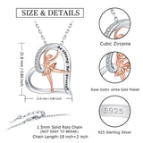 925-Silver Heart Ballet Dance Pendant Necklace with Cubic Zirconia